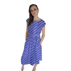 Vintage Striped Purple, Red and White Women's Wrap Dress